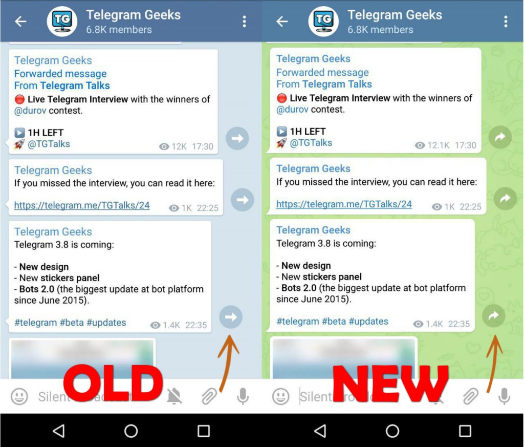 Telegram 3.8 - design, Stickers and Bots 2.0 | Telegram Geeks